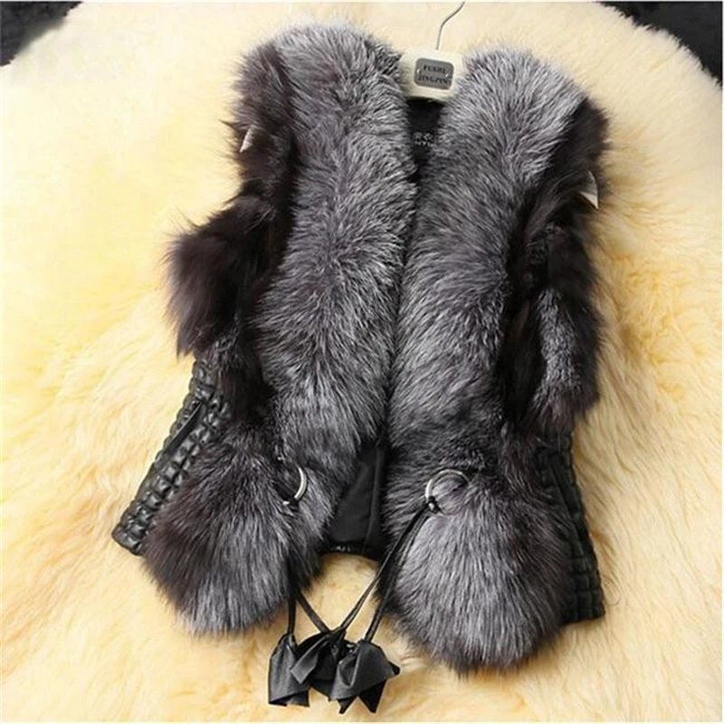 black faux fur vest womens