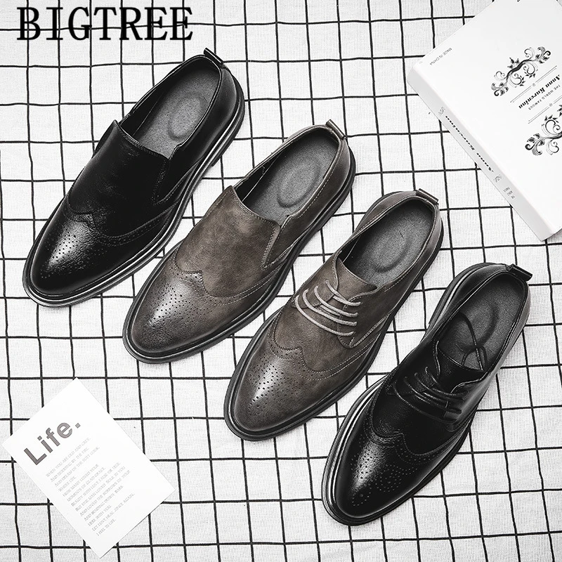 Мужские кожаные туфли-оксфорды Brogues модная мужская офисная обувь для мужчин 2021 |