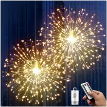 

120LED Waterproof Exploding Star Firework Lamp Christmas Fairy Lights Copper Wire Lamp Dandelion String Lights Garden Home Decor