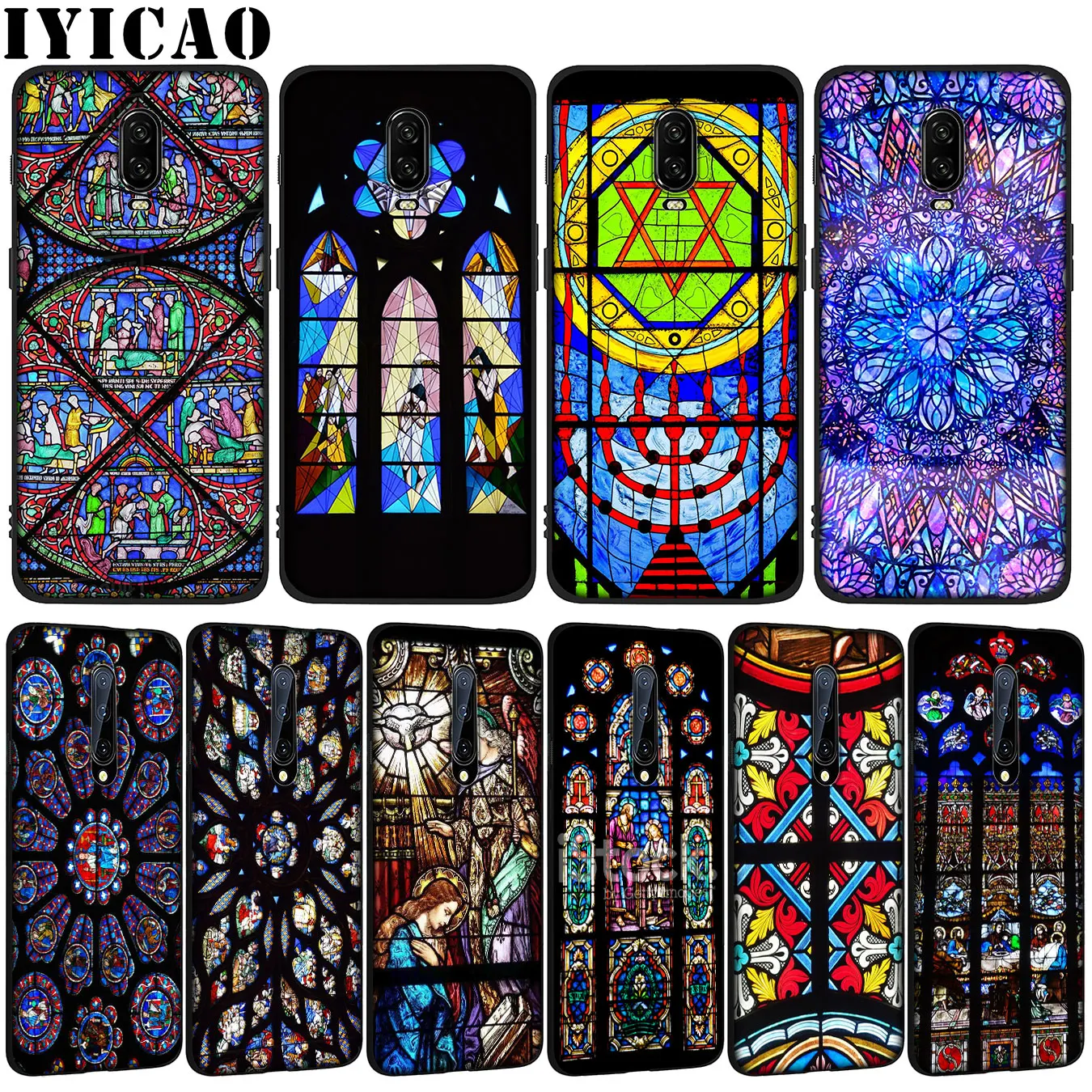 

Multicolored Glass Soft TPU Black Silicone Phone Case for OnePlus 7 Pro 6 6T 5 5T One Plus 7Pro Cover