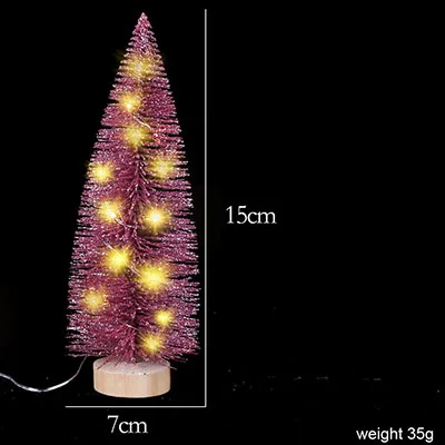 Mini Christmas Tree Pink White Little Tree With Lights Christmas Craft Gifts Exquisite Christmas Trees With Glitter Xmas Decor - Цвет: pink 15cm