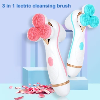 

3 IN 1 Professional Electric Cleansing Brush Face Deep Pore Cleaning Removal Acne Blackhead Removal Pink Clean Pores Waterproof