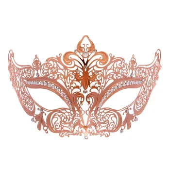 

Rhinestone Gold Plated Hollow Masks Masquerade Filigree Mask for Custume Party Club Halloween cosplay masks for women girls H99F
