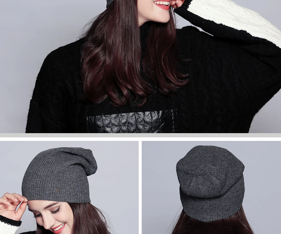 Теплая шапка 2019 Модные осенние шапки для женщин зимние брендовые новые решетки вязаная шапочка из хлопка Женская Skullies Beanies Женская шапочка