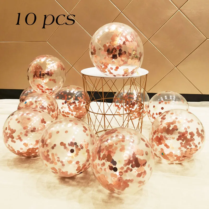 Circular-rose gold 10 шт Звездный конфетти воздушные шары золотые конфетти из фольги латексные Прозрачные Шары детский душ день рождения вечеринка Свадьба украшения шары - Цвет: Circular-rose gold
