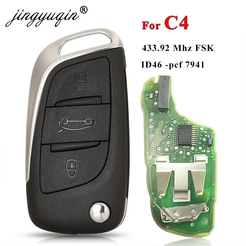 Jingyuqin-5X-OEM-originale-433-92Mhz-FSK-ID46-PCF7941-Chip-Flip-Car-Key-per-Citroen-C4.jpg Keyforkess 5X OEM originale 433.92Mhz FSK ID46 PCF7941 Chip Flip Car Key per Citroen C4 c-quatre 3 pulsanti Auto pieghevole telecomando - Jingyuqin 5X OEM originale 433 92Mhz FSK ID46 PCF7941 Chip Flip Car Key per Citroen C4