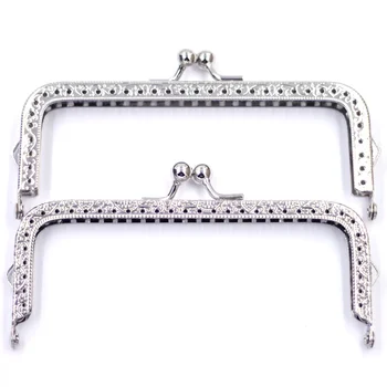 

10Pcs Silver Tone Flower Frame Kiss Clasp Lock DIY Metal Coin Purse Bag Handbag Handle Finding 12.5x6.5cm