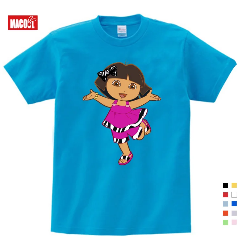 Толстовки с капюшоном для девочек; детские толстовки из чистого хлопка; Забавные футболки; детские белые комфортные худи; худи с изображением Даши-путешественницы - Цвет: Kids T-shirt