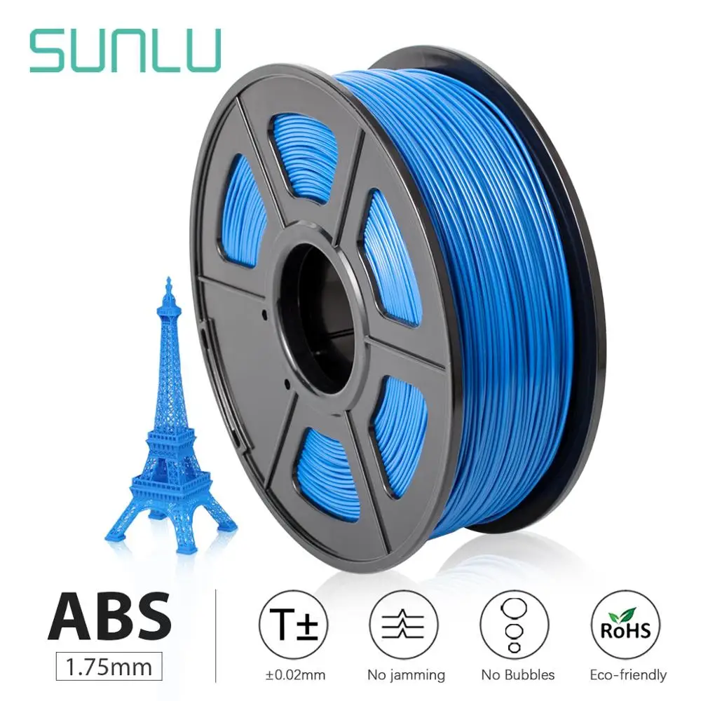 SUNLU ABS 3D принтеры нити сублимационный принтер Пластик 1 75 мм кг с катушкой белый
