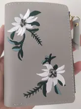 Billetera corta con estampado de flores para mujer, monedero pequeño con cremallera, tarjetero de cuero