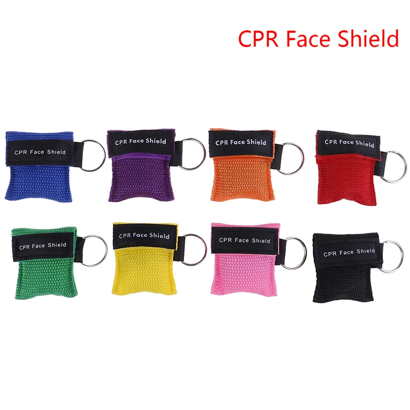 1pc CPR Resuscitator Mask Keychain First Aid Emergency Face Shield Mask Health Care Tools Color Randomly