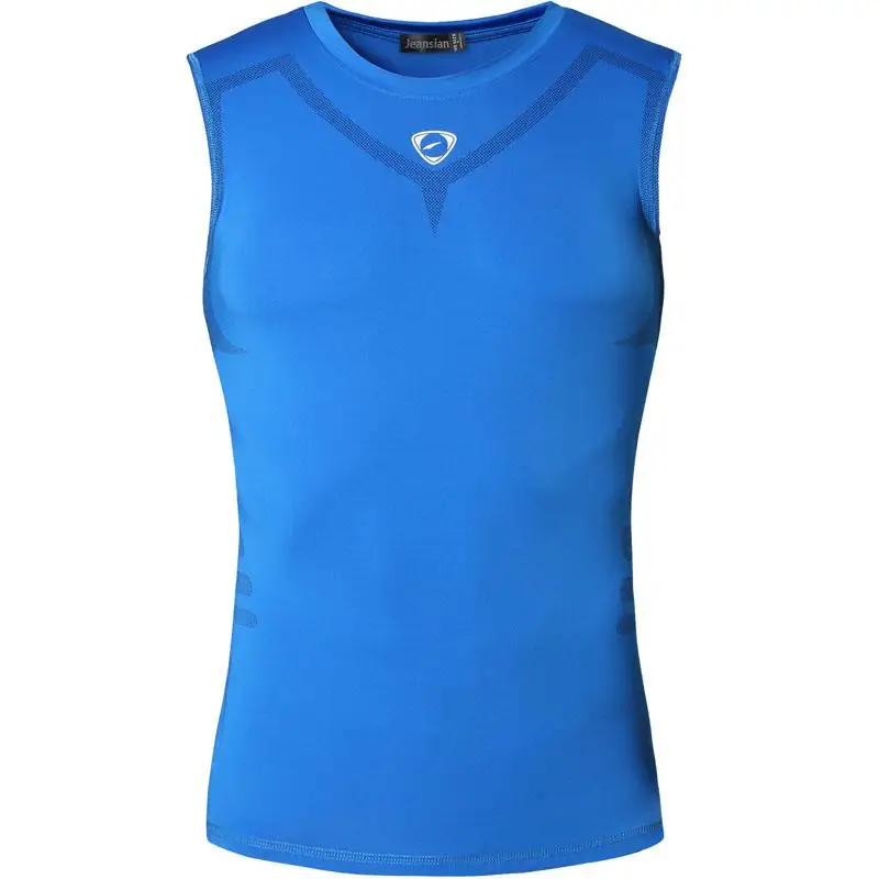 

jeansian Sport Tank Tops Tanktops Sleeveless Shirts Running Grym Workout Fitness Slim Compression LSL207 Blue