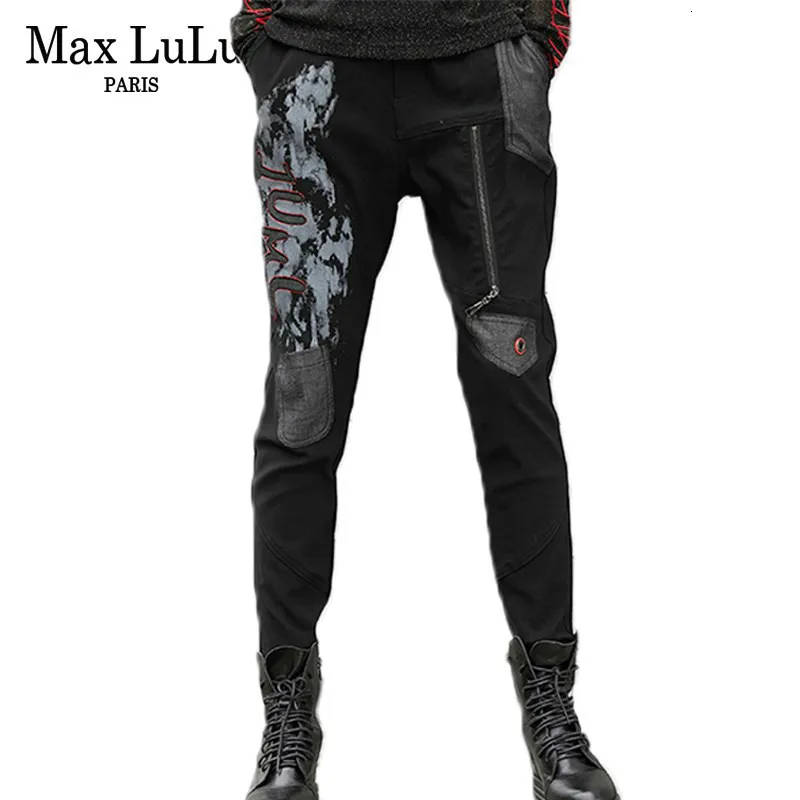 Max LuLu 2019 Роскошные корейские винтажные женские штаны шаровары черные рваные