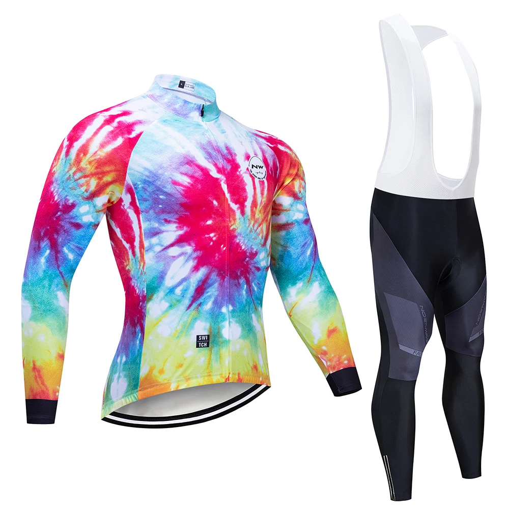 Long Cycling set NW гоночная одежда для велосипеда Сухой Быстрый Майо Ropa Ciclismo с длинным рукавом Велоспорт Джерси НАБОРЫ MTB велосипед одежда мужские - Цвет: Long Cycling set