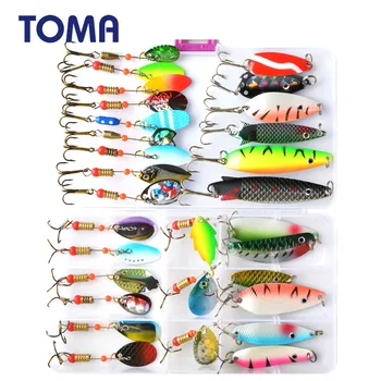 

TOMA Spinners Fishing Lure Kit Set Mixed Color Size Weight Metal Spoon Lures Rotating Sequin Hard Bait Artificial Fishing Tackle