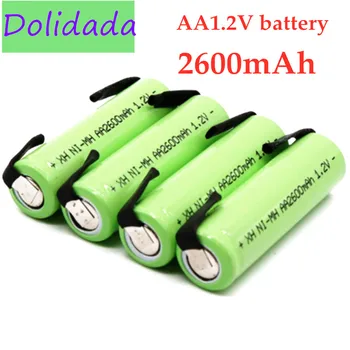 

1.2V AA Rechargeable Battery, 2600mah, NI-MH Cell, Green Housing with Solder Tabs for Philips Electric Shaver, Razor, Toothbrush