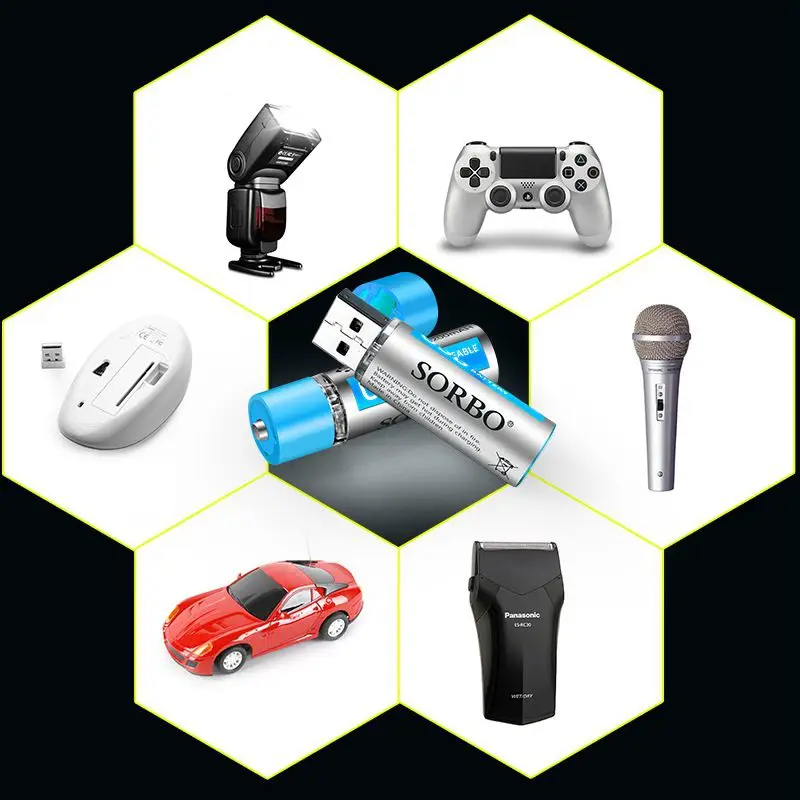 USB перезаряжаемые AA литиевые батареи-литий-ионный аккумулятор-1,5 V/1200 mAH(4-Pack)-не Ni-MH/Alkaline/щелочные батареи-Eco