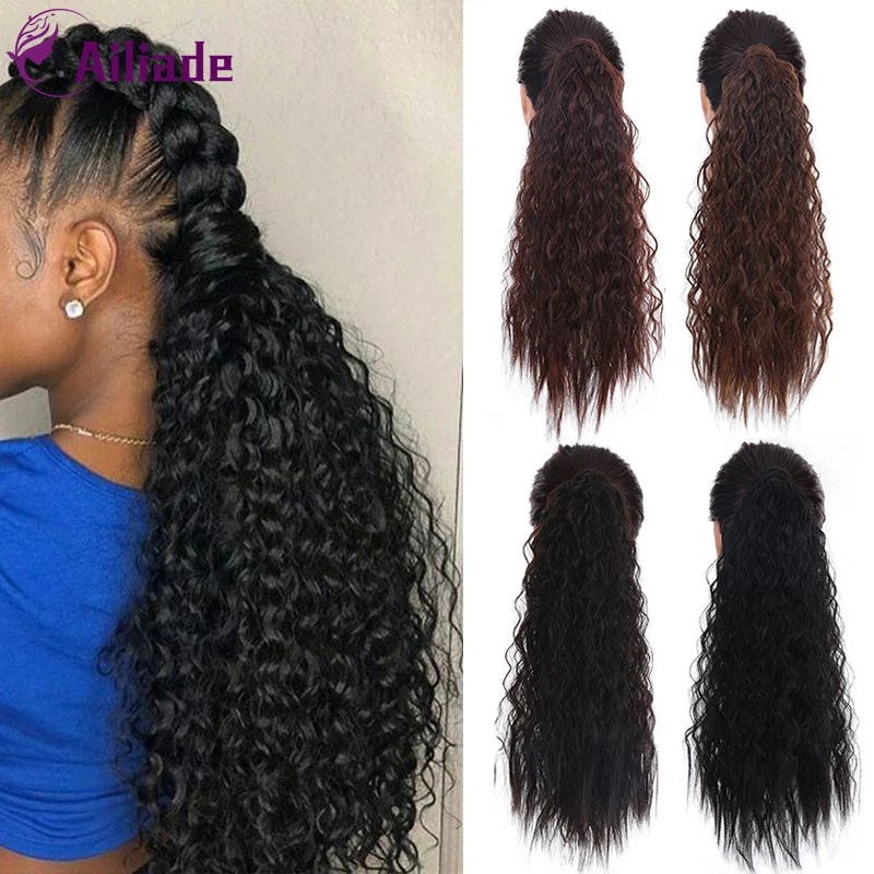 AILIADE длинные вьющиеся конский хвост шиньон термостойкие синтетические Волшебная