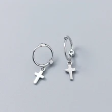 Женская мода 925 твердого стерлингового серебра крест, серьги небольшие серьги для молодых девушек подростки подарок