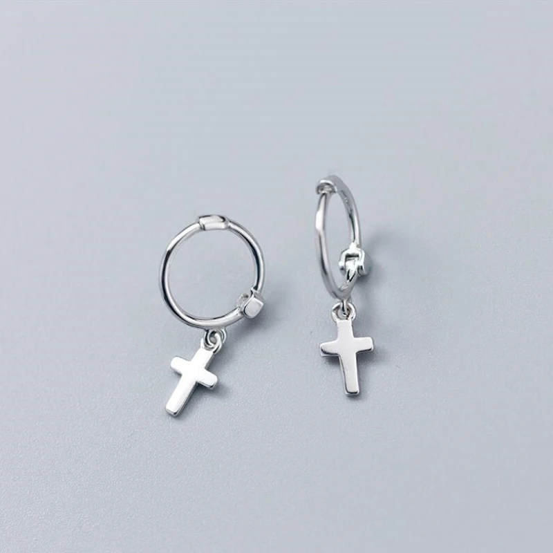 

Womens Fashion 100% 925 Solid Sterling Silver Cross Earring Small Stud Earrings For Young Girls Teen Gift