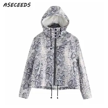 

2020 winter jacket women parka vintage snakeskin jacket streetwear retro snake print coats and jackets korean bomber jacket cute