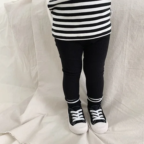 Г. Однотонные хлопковые леггинсы для маленьких детей классические эластичные узкие брюки для маленьких детей - Цвет: black