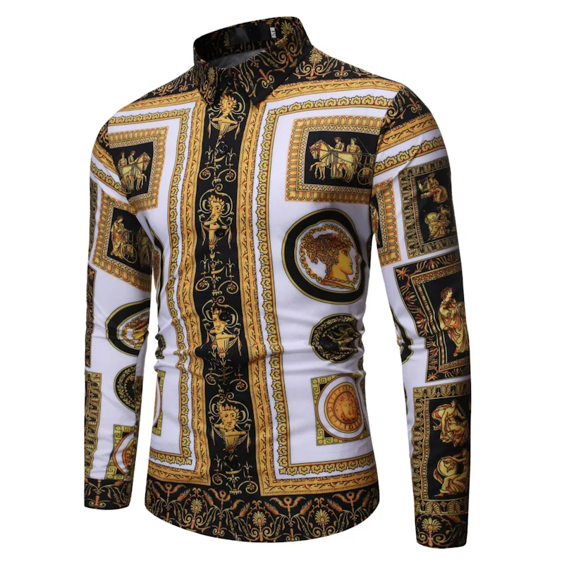 2019 Autumn Clothing New Style Versitile Fashion Casual Fold-down Collar Men Long Sleeve Printed Shirt 2019 Autumn Clothing New Style Versitile Fashion Casual Fold-down Collar Men Long Sleeve Printed Shirt
