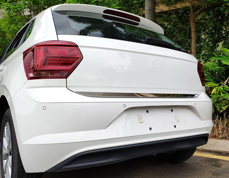 Автомобильный Стайлинг снаружи Chrome задний багажник загрузки ниже Молдинги накладка 1 шт. для Защитные чехлы для сидений, сшитые специально для Volkswagen Polo MK6 хэтчбек 5 дверей