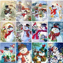 PhotoCustom Framed Painting By Numbers Snowman Oil Painting On Canva Zero Basis DIY Gift Home Wall Decor