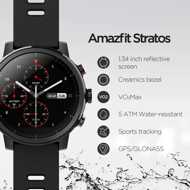 Original Amazfit Stratos Smartwatch Smart Watch GPS Calorie Count 50M Waterproof for Android iOS Phone 3