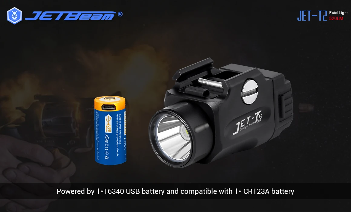 Bateria para Várias Lanterna com 16340 Jetbeam Original Lanterna Carga Usb Cree Xp-l 520 lm Mini Pistolas t2 Led 7 Jetbeam t2 original lanterna led carga usb
