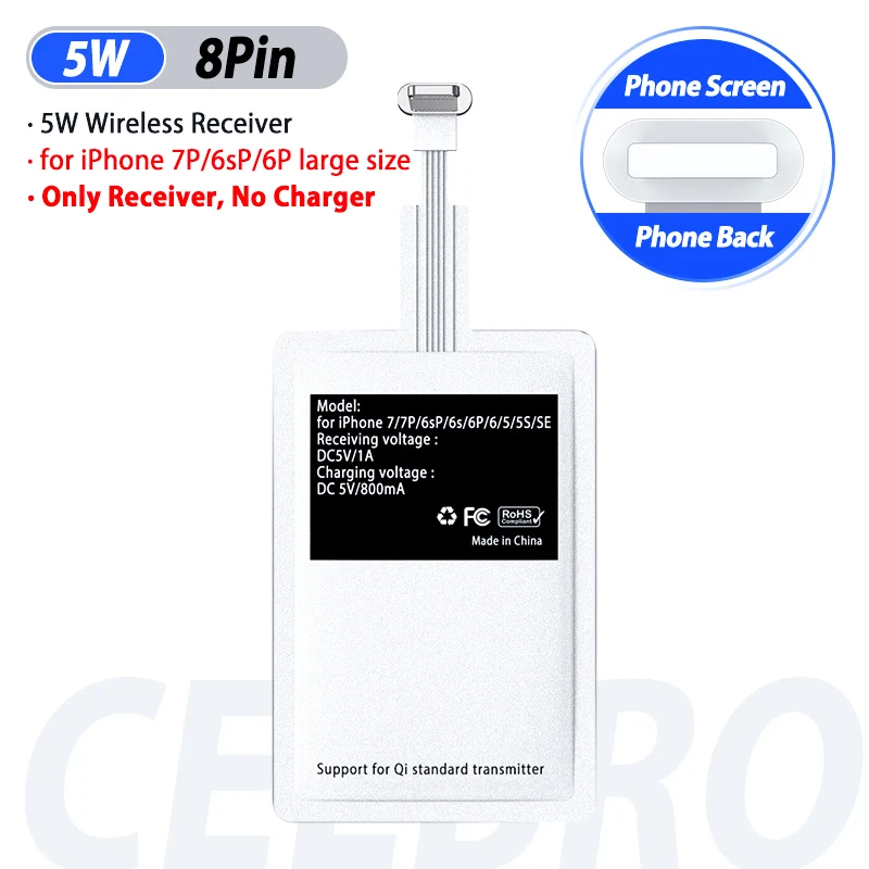 B 8Pin Receiver Qi Беспроводное зарядное устройство Подставка для телефона зарядная док-станция для Apple Iphone 11 Pro XS Max X XR 8 Plus IPhone11 Google Pixel 4 XL - Цвет: B 8Pin Receiver