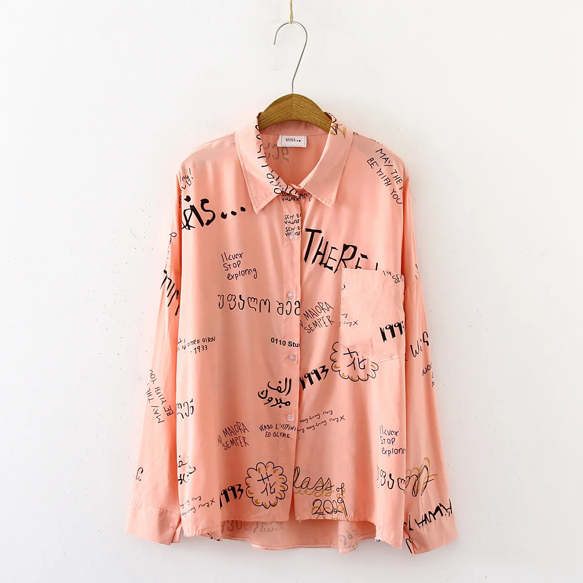 Женская хлопковая блузка с длинным рукавом осенняя Повседневная Свободная