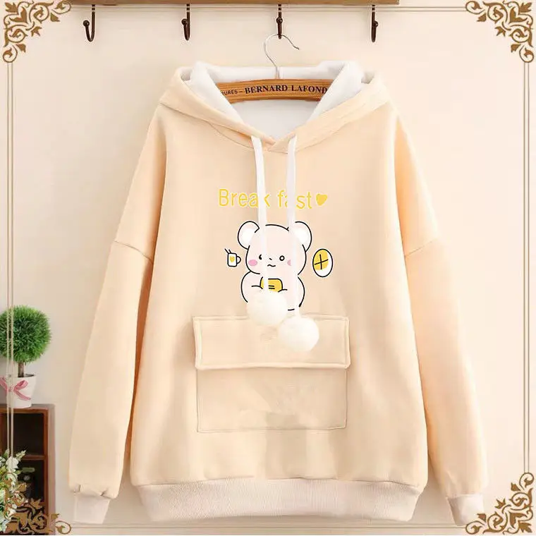 plain hoodies Anime Hoodies Women Cartoon Hooded Pink Tops 2022 Autumn Fashion New Woman Sweatshirt Fall Clothes Loose Japanese Cute Hoodie pink bape hoodie Hoodies & Sweatshirts