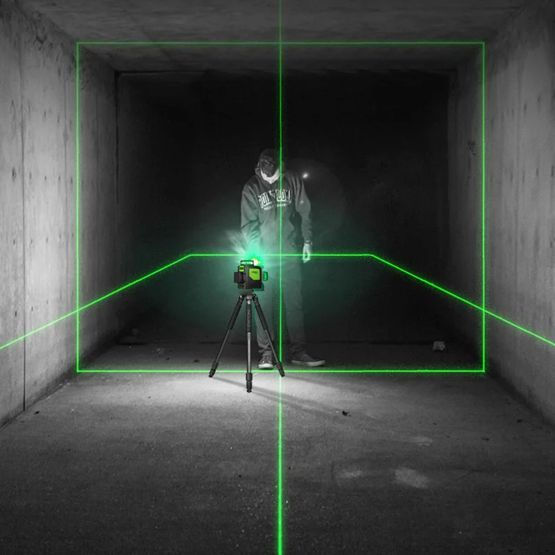 Лазер sndway уровень 3D 360 градусов вращающийся крест зеленый красный луч 12 линия автоматический лазерный инструмент автоматического выравнивания