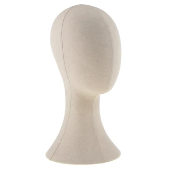 

Canvas Block Head Set for Wig Display, Making and Styling, Mannequin Head Freestanding Hat Display Headband Scarf Holder