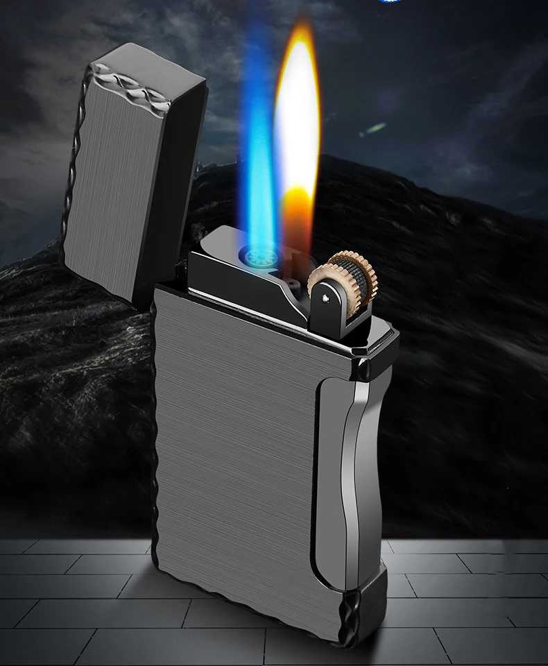 Две пламени Металлическая Зажигалка Факел турбо зажигалка газовая Зажигалка сигарета зажигалки принадлежности для курения гаджеты для мужчин