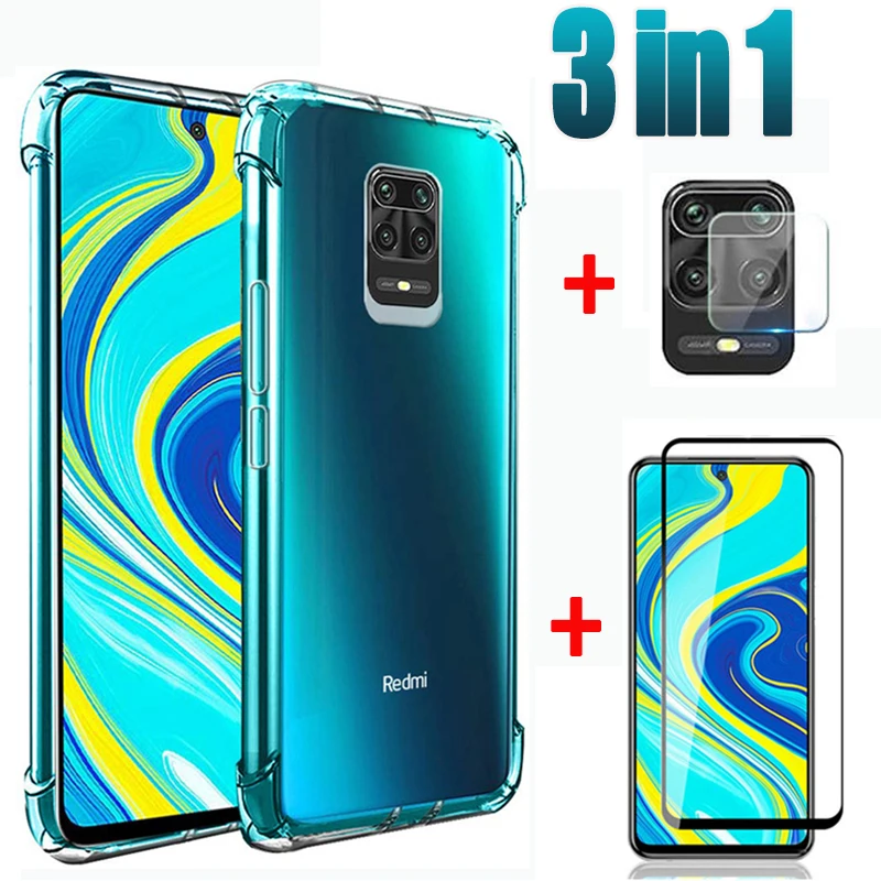 Чехол с подушкой безопасности 3 в 1 + закаленное стекло 9H для Xiaomi Redmi Note 9s чехол Remi 9