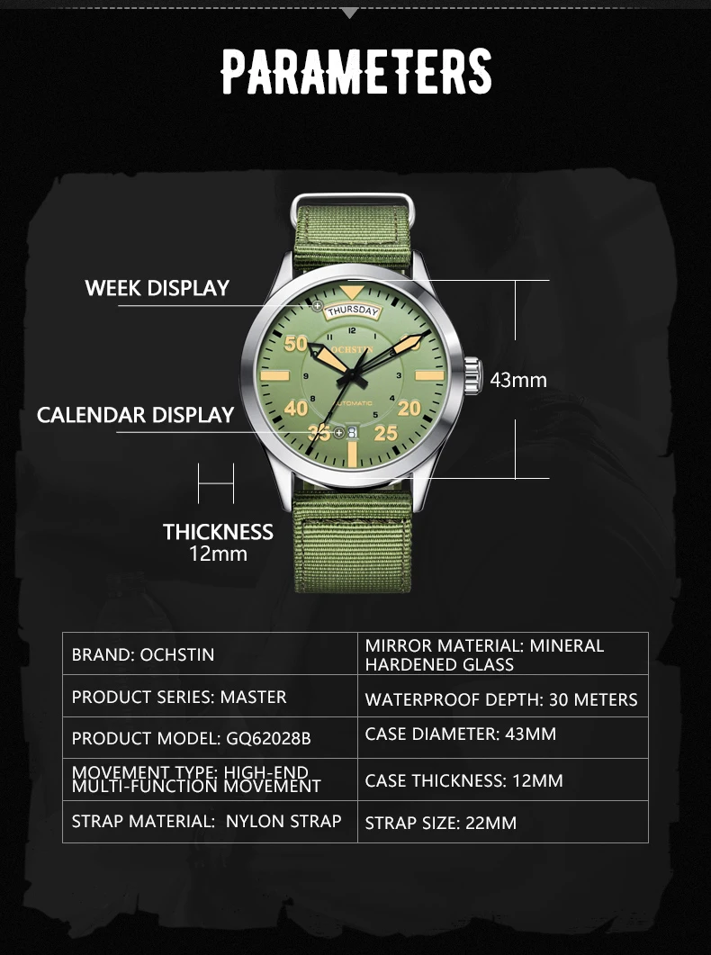 MyGiftHome Men's Mechanical Watch Luminous Hands (OCHSTIN)