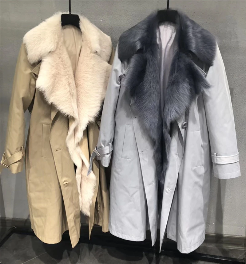 Женское пуховое пальто, зимняя куртка, Тоскана, меховой воротник, белый утиный пух, парка, Тренч, съемная подкладка, женский пуховик, верхняя одежда