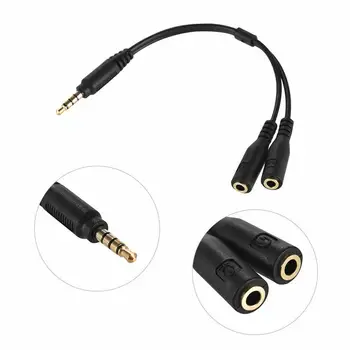 

Headphone/Microphone Combo Jack Splitter Adapter 8 inch 3.5mm Cable Converter Black Color