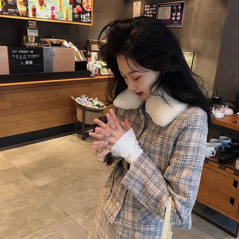 Зимние шерстяные утолщенные твидовые женские блейзеры, женские костюмы с карманами, хлопковое пальто, женская верхняя одежда, повседневный Тонкий Блейзер для женщин 0191