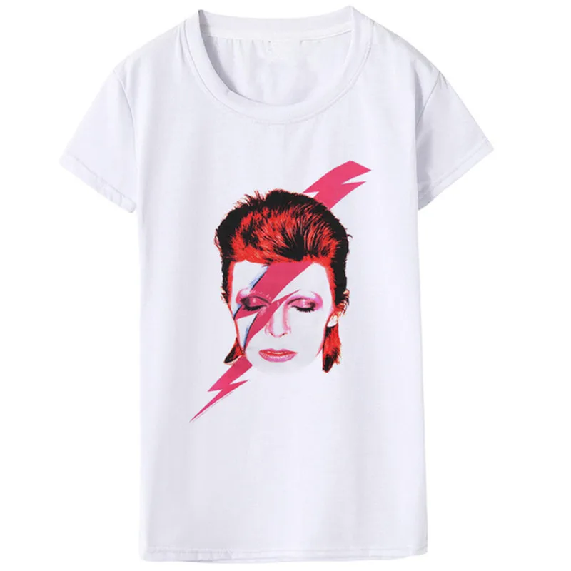 Летняя женская футболка с изображением Дэвида Боуи, хип-хоп, белая, с принтом рок-Боуи, забавная футболка, Женская Повседневная футболка с изображением Дэвида Боуи, топы для женщин - Цвет: 1337