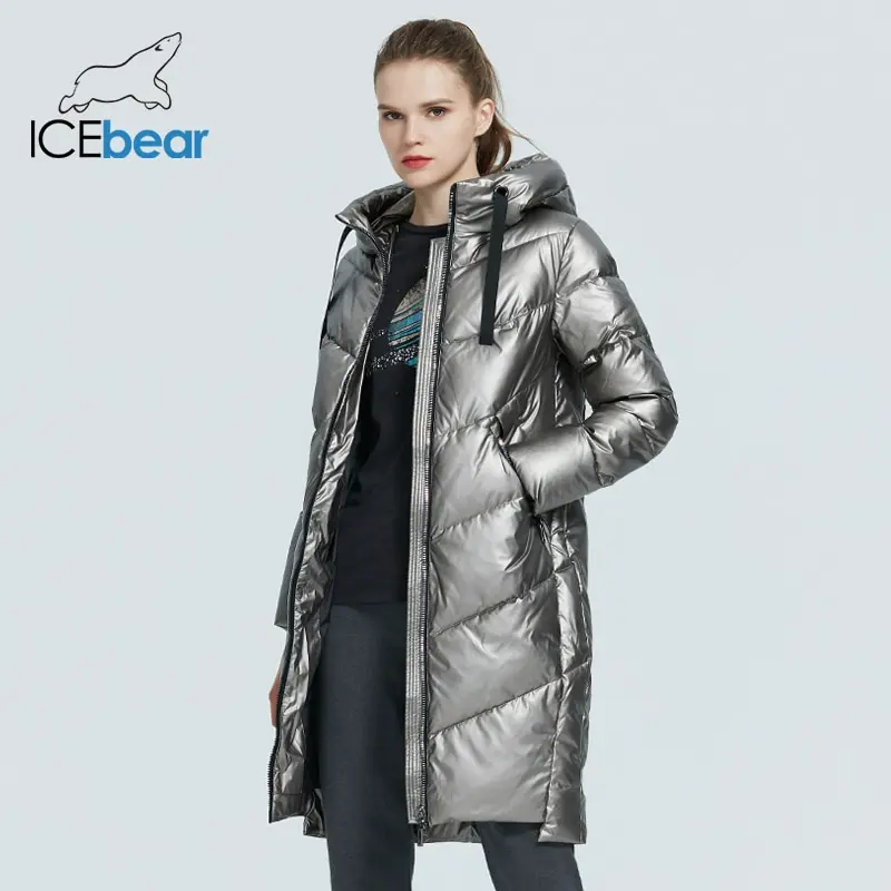 ICEbear 2020 новая куртка с капюшоном зимняя женская мода повседневная тонкий длинный
