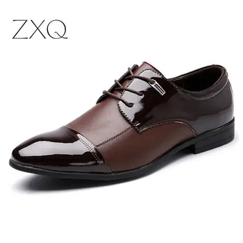 

ZXQ Plus Size 38-47 Men Business Casual Shoes Men Falts Oxford Dress Shoes For Men High Quality Men Leather Shoes