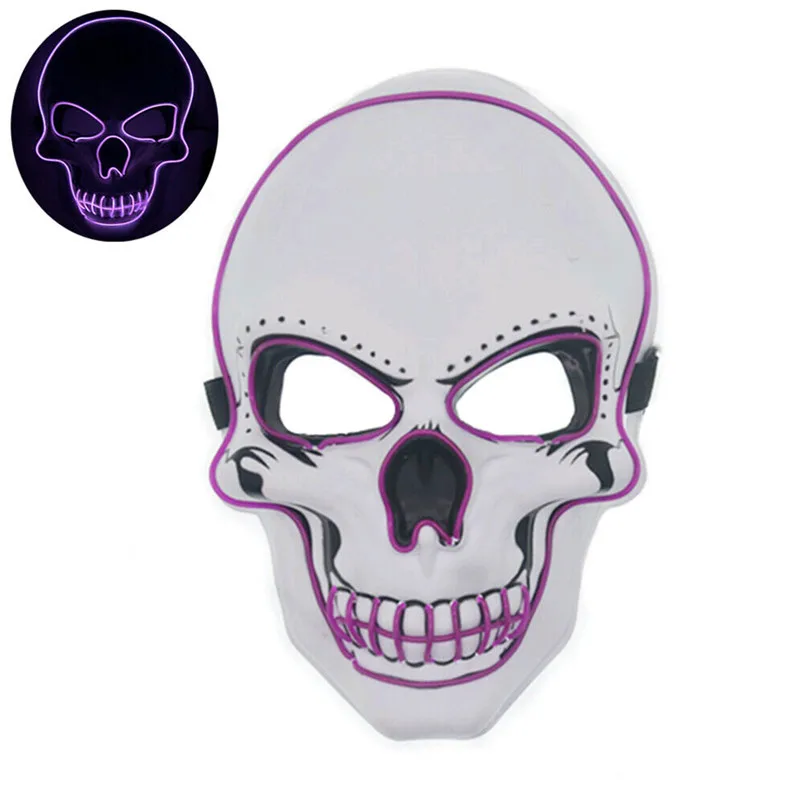 Светодиодный костюм для Хэллоуина, маска для очистки, маски для выбора, тушь для ресниц, костюм DJ, вечерние светящиеся маски, светящиеся в темных маскарадных масках - Цвет: Лиловый