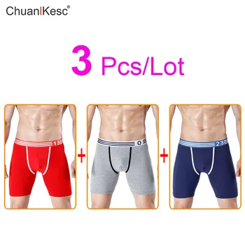 

3 Pcs/Lot Men's Boxer Pants Lengthened Basketball Shorts Cotton Sports Underpants Track And Field Prevent Leg Wear