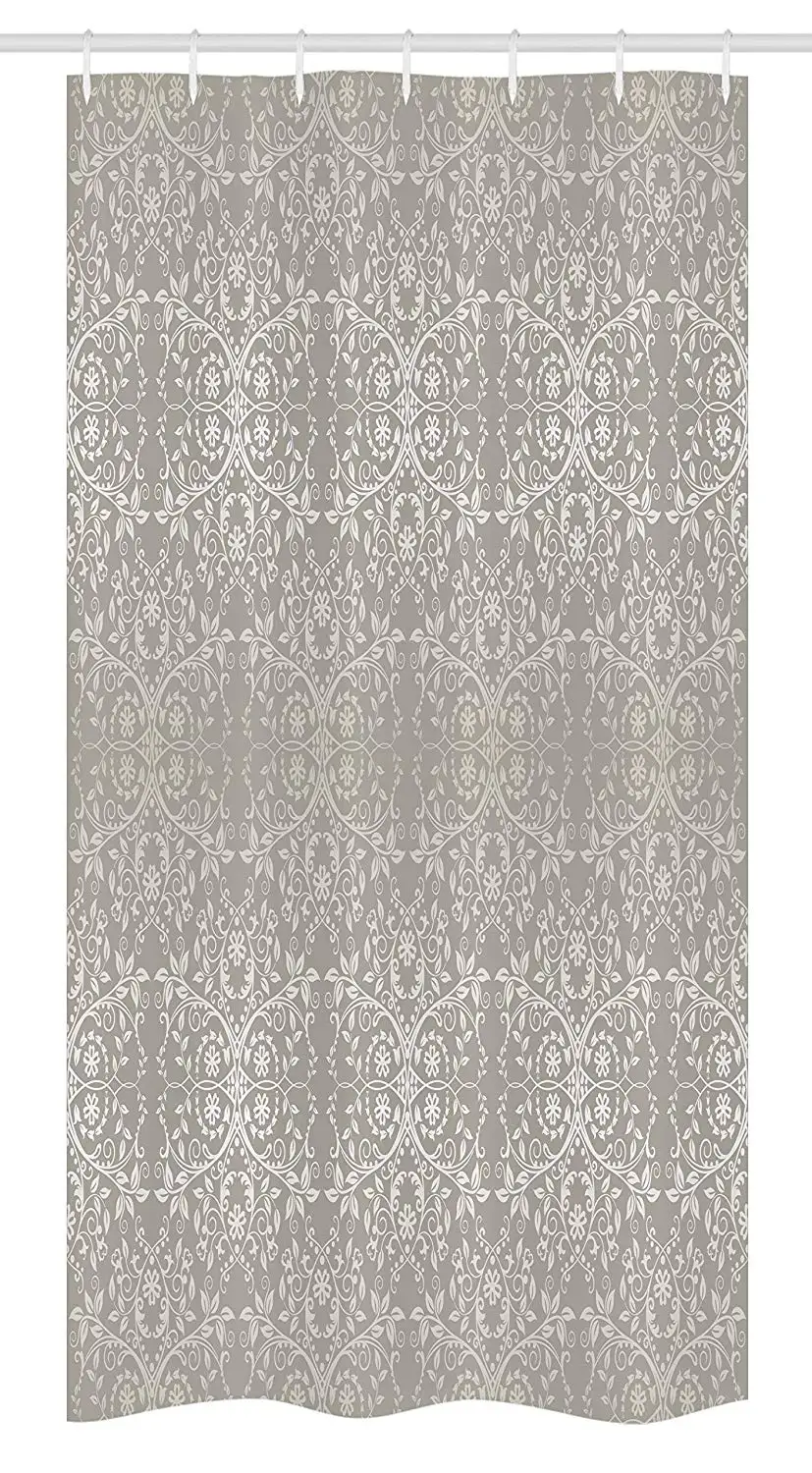 Grey Stall Shower Curtain Victorian Lace Flowers and Leaves Retro Background Old Fashioned Graphic Print Fabric Bathroom Decor
