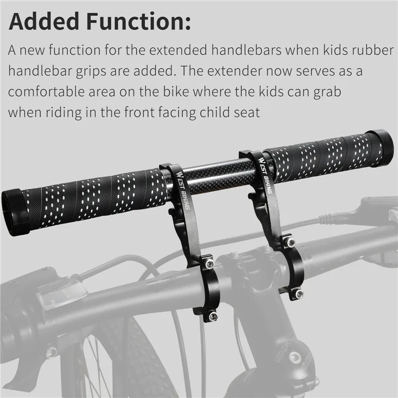 Bicycle Bike Light GPS Computer 25CM Carbon Tube Extender Double Clamp Alloy Bracket For 18 35mm Handlebar Extension
