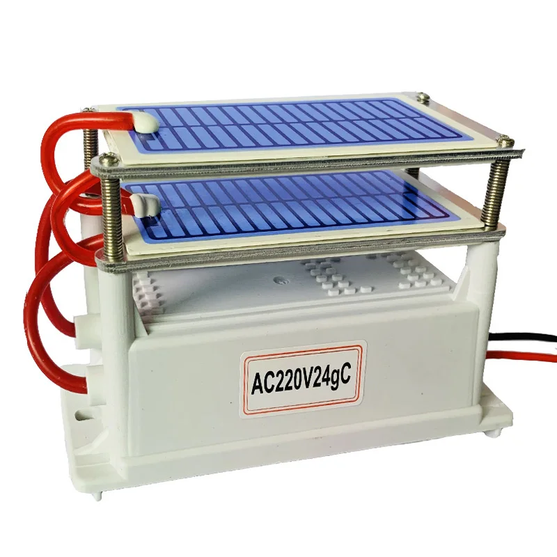 

220V 24G Portable Ceramic Ozone Generator Double Integrated Long Life Ceramic Plate Ozonator Air Water Cleaner Air Purifier